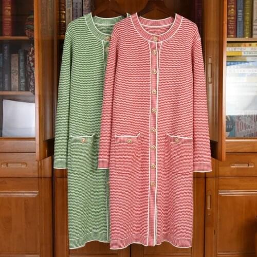 2021SS Spring New Women Casual Fashion Long Cardigans Female Chic Sweater Coat 2 Color