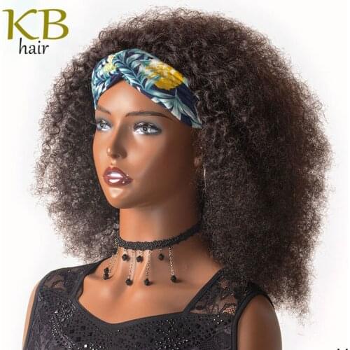KING BRILLIANT Afro Kinky Curly Headband Wig Mongolian Hair Full Machine Made Wig For Black Women No Glue No Gel