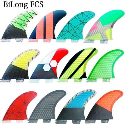 BiLong FCS II G7 Surfboard Fins 3PCS Set fiberglass Honeycomb with carbon L size surf Fin Quilhas Tri fins carbonfiber