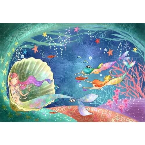 Myth mermaid background photography vinyl portrait girls birthday photography backdrops for photo studio props photophone lv-477