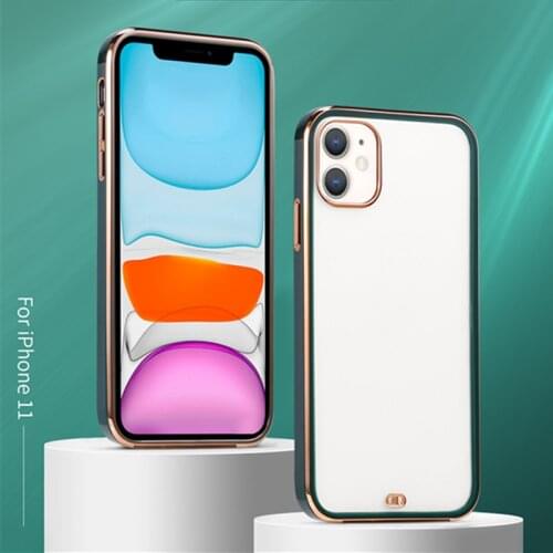 Transparent Colourful Plating Straight Edge Frame Soft Cases For IPhone 11 12Mini Pro X XR XS Max 7 8 Plus SE Cover Case