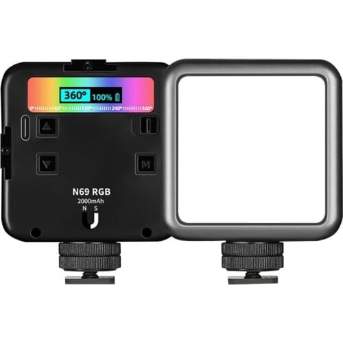 N69 RGB Video Light,Mini Rechargeable LED Camera Lights 360 degree Full Color Portable Photography Lighting Support