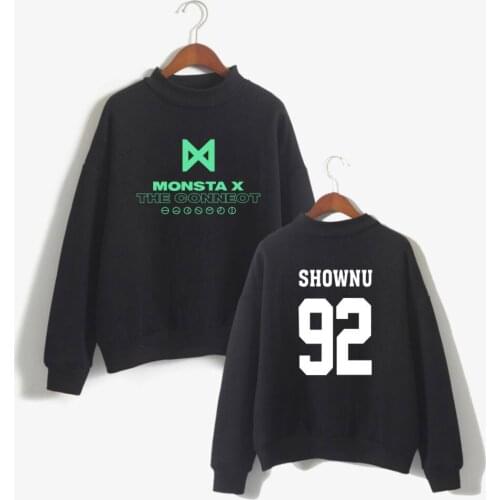 NEW FASHION K-pop Korea MONSTA X Idol Team Hoodie Sweatshirt Women Fashion MONSTA X Fans Turtleneck Capless Sweatshirt Clothes