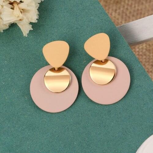 New Korean Statement Round Earrings For Women Geometric Gold Shell Cute Dangle Drop Earrings Brincos 2020 Trend Fashion Jewelry