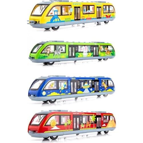 New product 1:87 alloy pull back double-section train model,simulation light rail toy,simulated sound and light,free shipping