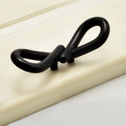 Modern American black bow furniture Handles and knobs cabinet wardrobe drawer door Handles for kitchen interior hardware