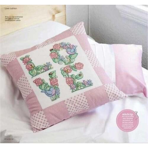 Needlework Cross stitch Handmade 14CT Counted Canvas DIY,Cross-stitch kits,Embroidery embroidery Rose LOVE Love Pillow 34-34