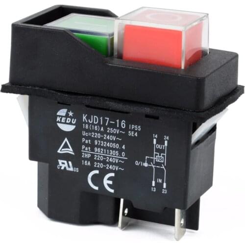 KJD17 Garden Tools Electromagnetic Starter Push Button Switches Machine Tool Equipment IP55 Waterproof Safety Switch 16A AC250V