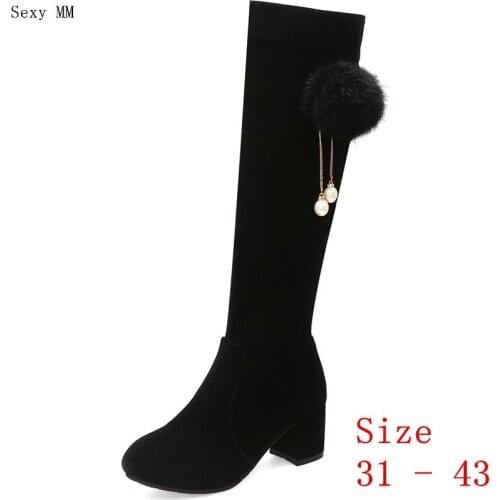 Spring Autumn Women Knee High Boots High Heel Shoes Woman Thigh High Boots Small Plus Size 31 32 33 - 41 42 43