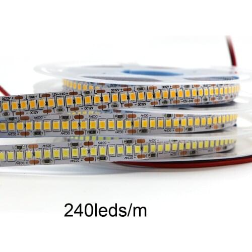 DC12V 24V LED Strip Light SMD 2835 Waterproof LED Strip 1M 5M 10m 240LED/M Lamp String Flexible Tape Ribbon Lamp Warm White