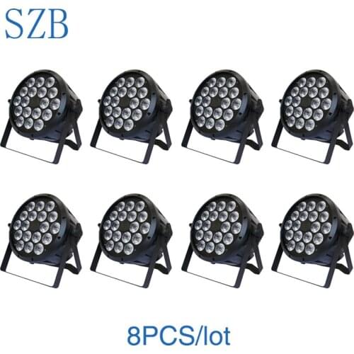 8 PCS 18x10W RGBW 4in1 LED Led Flat Par Light DMX512 Stage Effect Lighting DJ Disco Par Light/SZB-PL1810A