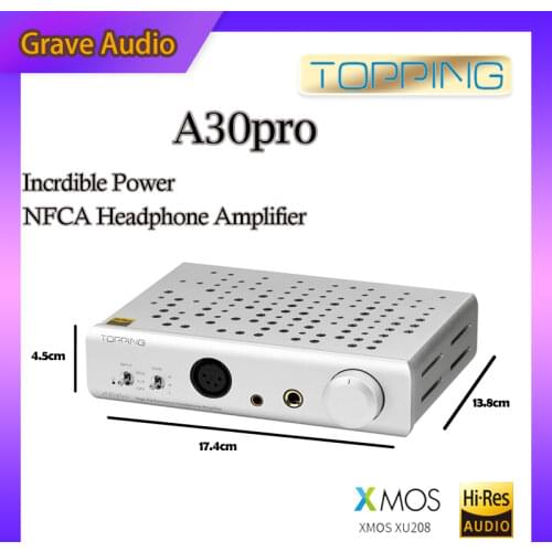 TOPPING A30Pro Headphone Amplifier 4 pin XLR/4.4mm/6.35mm Output Balanced Input A30 PRO Hi-Res Amplifier amp