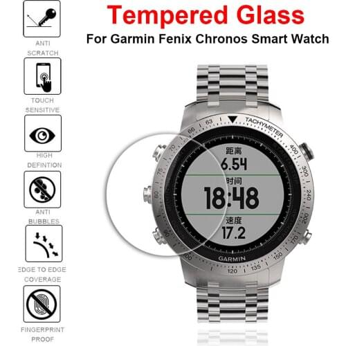 2 Pcs For Garmin Fenix Chronos Tempered Glass 9H 2.5D Premium Screen Protector Film For Garmin Fenix Chronos Sports Smart Watch