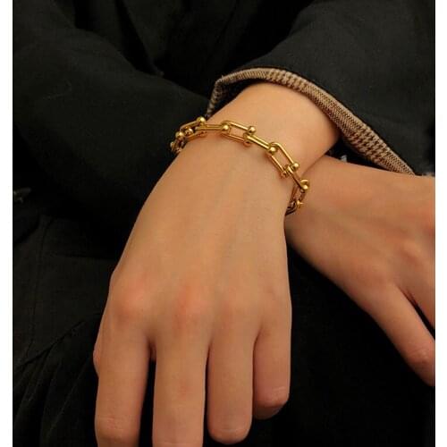 VENTFILLE 925 Sterling Silver Retro Trendy U-shaped Horseshoe Bracelet for Women Men Vintage Handmade Hasp Bracelet 2021 New