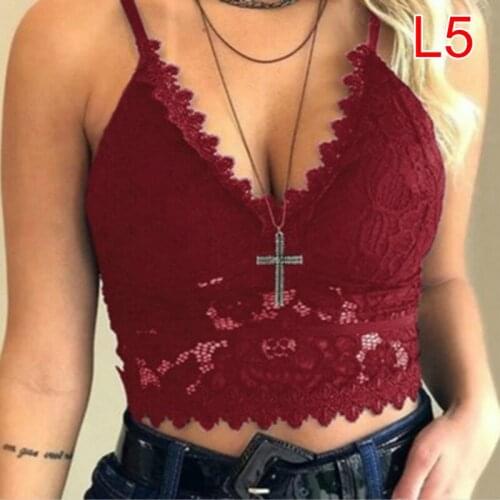 Women Fashion Lace Floral Blouses V-Neck Tops Lady Camisole Sexy Vest Multicolor