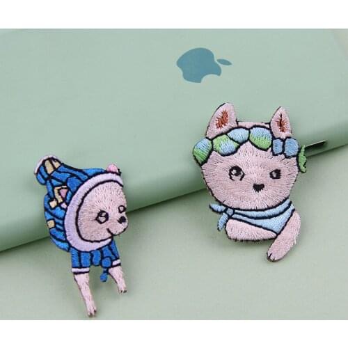 1 Piece Cute Kawaii Cat Patch Babys Clothing Patches Backpack Decoration Small Animal Applique Cartoon Anime Iron on Patch