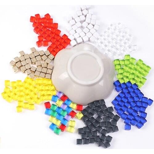 100Pcs/set Transparent/Opaque Square Corner Cube 9 Kinds Colorful Crystal Chess Pieces For Puzzle Game Accessory 8mm