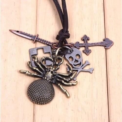 2019 Antique copper retro necklace trendy top quality alloy Spider Pendant fashion men sieraden christmas/birthday gift