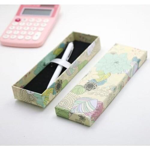 30pcs Pen Packaging Gift Box Flower Printing Paperboard Crystal Pen Gift Boxes Birthday Wedding Party Favor