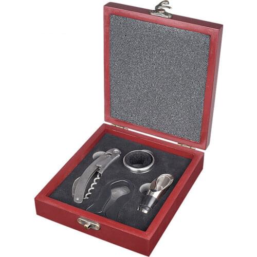 4Pcs Wine Bottle Opener with Wood Box Zinc Alloy Decanter Wine Corks Screw Cap Opener Kitchen Accessories Bar Tool Shrimp Knife