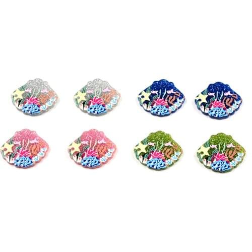 6PCS Acetate Glitter Sea Flish Relief Jewelry Accessories Hand Made Earrings Connectors DIY Pendant Findings Components Charms