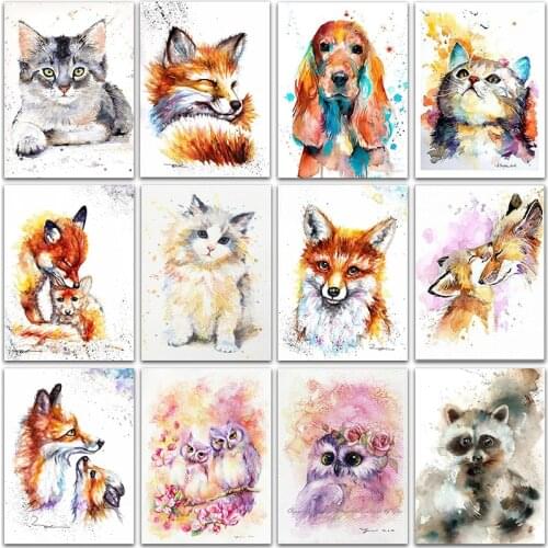 5D DIY Diamond Painting animals Cat fox dog owl Raccoon Full Square&Round Diamond mosaic embroidery Cross stitch home decor art
