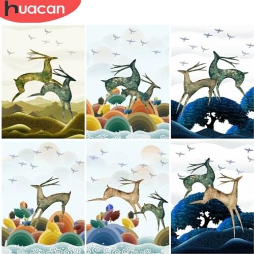 HUACAN Diamond Painting Deer Animal Embroidery Cross Stitch Decoration Painting With Diamonds Diamond Art