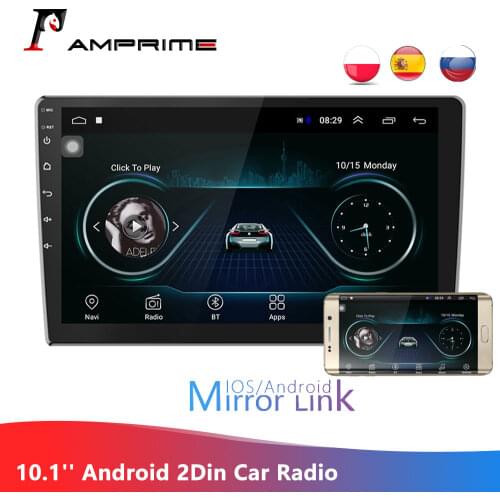 AMPrime 10.1'' Android 2Din Car Radio 2.5D Tempered Glass Mirror link GPS Stereo Car MP5 Player Bluetooth WIFI FM 2din AutoRadio