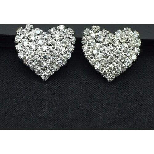 Free Shipping 20pcs/lot 21mm Heart Rhinestone Flatback Button Rhinestone Button Crystal DIY Craft Accessories YC14