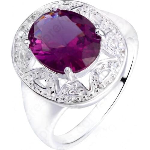 Factory Price Shiny Purple Cubic Zircon Crystal 925 Sterling Silver Women Rings Girls Wedding Finger Anillos Jewelry Gifts