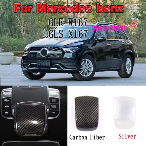 ABS Chrome/Carbon Fiber Central Control Armrest Decorative Cover Trim For Mercedes Benz GLE GLS Class W167 X167 350 450 2019-20
