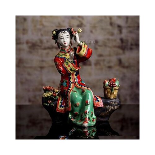 Porcelain Chinese style classical home decoration ladies giftSpring, summer autumn winter girl Beauty figure Sculpture statue