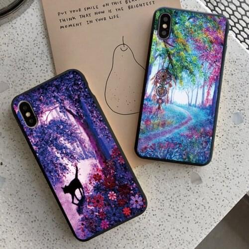 Fantasy Forest Oil Painting Deer Phone Cases For iPhone 11 12 Pro Max X XS MAX XR 6s 7 8 Plus SE 2020 Soft Silicone Back Cover