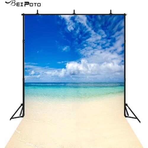 BEIPOTO Blue sky photography backdrops sea beach lanscape photo background summer themed party decoration photo studio props