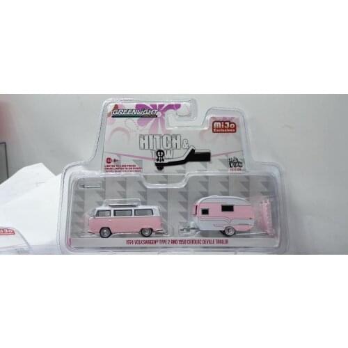 GREENLIGHT 1:64 1974 Volks wagen TYPE 2 &1958 CATOLAC DEVILLE TRAILER miJo Collection Metal Die-cast Simulation Model Cars Toys
