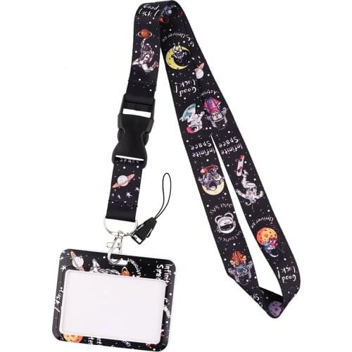 JF735 Space Astronaut Lanyard For Keys Cute Phone Straps ID Card Passport Gym USB Badge Holder Keychain Lanyards Neck Straps