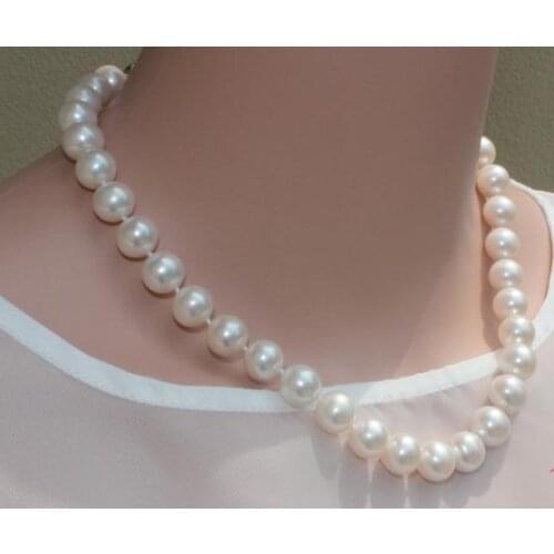 Classic 10-11mm south sea round white pearl necklace 18inch