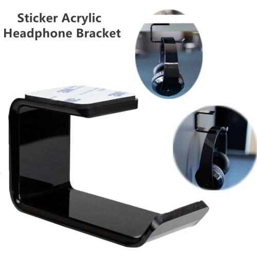 Sticky Acrylic Headphone Bracket Sticker Wall Mounted Headset Holder Stand Under Desk Hanger Hook Earphones Display Stand Holder