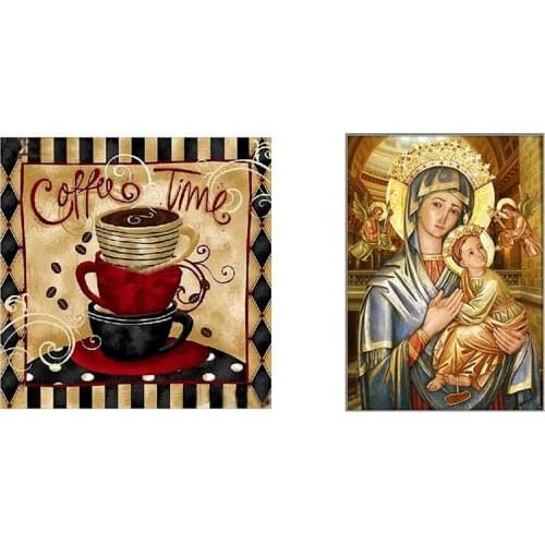 Coffee Cups Drill Resin Ribbon 5D Diy Embroidery & Diy Diamond Painting Diamond Religion Pictures of Rhinestones Lady