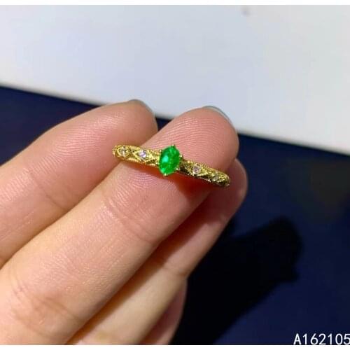 925 pure silver Chinese style natural Emerald womens luxury classic fresh oval adjustable gem ring fine jewelry support detecti