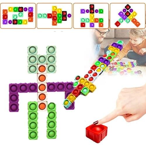 DIY Building Blocks Silicone Stress Relief Big Fidget Bricks Fidget Simple Dimple Toy Educational For Kids Adults Early Toys
