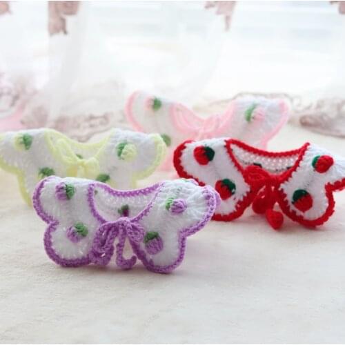 Cat Dog Bibs Handmade Woolen Pet Collar Sweet Dog Necklace Floral Pet Scarf Purple Pink Red Neck Strap for Small Medium Kittens