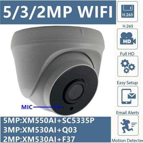 5MP 4MP 2MP Integrate MIC Audio WIFI Wireless IP Dome Camera 2592*1944 1080P IRC Indoor 8-128G SD Card CMS XMEYE ICsee P2P Cloud