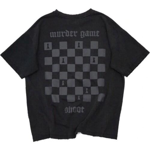 Summer Popular Logo Checkerboard With T-Shirts Short Sleeves Do Old Print Street Popular Logo National Fashion Men And Women