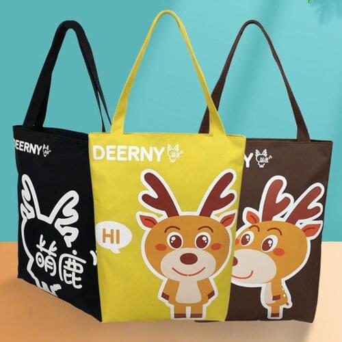 Cute Deer M Size School Book Canva Packing Bag Coffee Studen deerny mother travel Shoulder shopping bags B-254,27*9*41cm