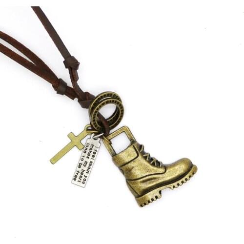 HOT Europe and United States fashion boots leather necklace punk retro adjustable watch necklace casual jewelry cross Necklace