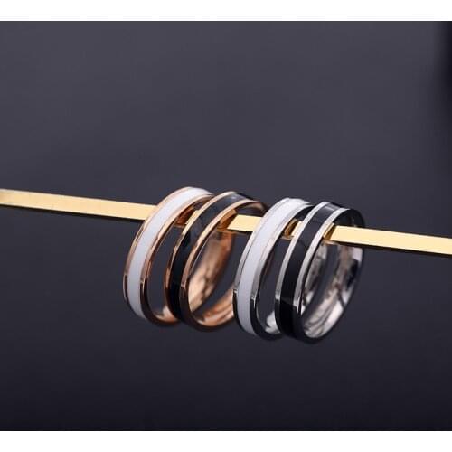 FACEINS Trendy Rings for Women Stainless Steel Epoxy Couple Ring Womens Titanium Steel Ring Fashion Gifts Ring Jewelry