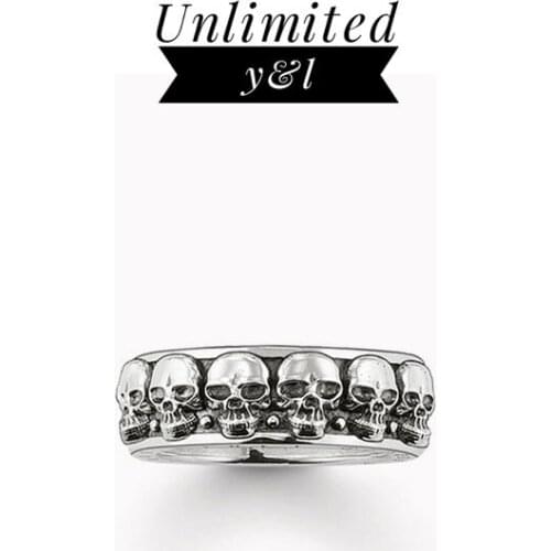 Skull Rings Rebel Punk Thomas Style Skeleton 925 Sterling Silver Fashion Jewelry Accessories for Men and Women Gifts