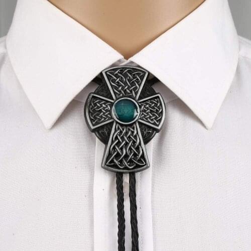 2 colors cross gemstone bolo tie for man handmakde Indian cowboy western cowgirl zinc alloy necktie