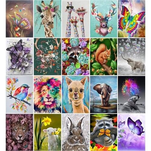 5D Diy Round Diamond Painting Kit Animal Pattern Cross Stitch Mosaic Diamond Embroidery Home Decoration Chrismas Gift
